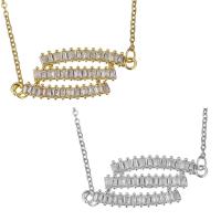 Stainless Steel Jewelry Necklace with brass bail with 2Inch extender chain plated oval chain & for woman & with cubic zirconia 1.5mm Sold Per Approx 17 Inch Strand