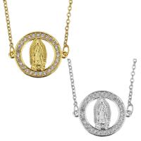 Stainless Steel Jewelry Necklace with brass bail with 2Inch extender chain plated oval chain & micro pave cubic zirconia & for woman 1.5mm Sold Per Approx 17 Inch Strand