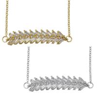 Stainless Steel Jewelry Necklace, with brass bail, with 2Inch extender chain, Wheat, plated, oval chain & for woman & with cubic zirconia, more colors for choice, 39x8mm, 1.5mm, Sold Per Approx 17 Inch Strand