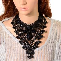 Lace Choker Necklace with Crystal & Plastic Pearl adjustable & for woman & faceted Sold Per Approx 12.5-15.7 Inch Strand