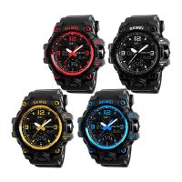 SKmei® Men Jewelry Watch, Silicone, with plastic dial & Stainless Steel, plated, 50M waterproof & adjustable & LED & for man, more colors for choice, 52x55x17mm, 22mm, Length:Approx 10.2 Inch, Sold By PC