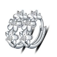 925 argento sterlina Huggie Orecchino ad anello, Comune Camelia, per la donna & con zirconi cubici, 12mm, 7x5mm, Venduto da coppia