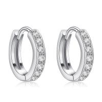 925 Sterling Silver Huggie Hoop Earring micro pave cubic zirconia & for woman Sold By Pair