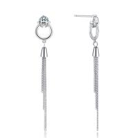 925 Sterling Zilver Tassel Earring, voor vrouw & met zirkonia, 9.80x59mm, Verkocht door pair