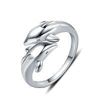Sterling Silver Jewelry Finger Ring, 925 argento sterlina, Delfino, aprire & per la donna, 5mm, Misura:8, Venduto da PC