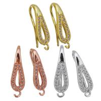Brass Hook Earwire, plated, with loop & micro pave cubic zirconia, more colors for choice, 6x21x7mm, 1mm, Hole:Approx 1.5mm, Sold By Pair