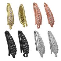 Brass Hook Earwire, plated, with loop & micro pave cubic zirconia, more colors for choice, 4.5x18x12mm, 1mm, Hole:Approx 1.5mm, Sold By Pair