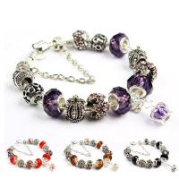 Tibetan Style European Bracelet, with Crystal, antique silver color plated, different length for choice & Unisex & faceted, more colors for choice, lead & cadmium free, Sold By Strand