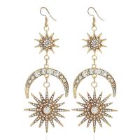 Zinc Alloy Drop Earrings iron earring hook gold color plated for woman & with rhinestone lead & cadmium free Sold By Pair
