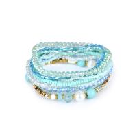 ABS-Kunststoff-Perlen Armband-Set, mit Kristall & Glas-Rocailles, plattiert, für Frau, keine, Innendurchmesser:ca. 60mm, verkauft von setzen