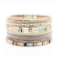 PU Leather Cord Bracelets with Zinc Alloy silver color plated multilayer & folk style & anti-fatigue & with rhinestone nickel lead & cadmium free 35mm Sold Per Approx 7.5 Inch Strand