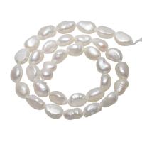 Barock kultivierten Süßwassersee Perlen, Natürliche kultivierte Süßwasserperlen, natürlich, weiß, 9-10mm, Bohrung:ca. 0.8mm, verkauft per ca. 15.5 ZollInch Strang