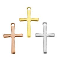 Stainless Steel Cross Pendants, plated, more colors for choice, 9.50x15.50x1mm, Hole:Approx 1mm, 100PCs/Bag, Sold By Bag