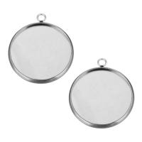 Stainless Steel Pendant Setting, Flat Round, original color, 20x23x2mm, Hole:Approx 2mm, Inner Diameter:Approx 18mm, 100PCs/Bag, Sold By Bag