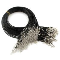 Fashion Necklace Cord Rubber zinc alloy lobster clasp with 1.5Inch extender chain platinum color plated black nickel lead & cadmium free 2mm Length Approx 17.7 Inch Sold By Lot