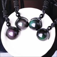 Obsidienne collier, avec corde en nylon, Rond, naturel & unisexe & normes différentes pour le choix, 14mm, 16mm, 18mm, 20mm, Vendu par Environ 18 pouce brin