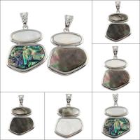 Abalone Shell Paper Pendant, with Black Shell & White Shell & Tibetan Style, platinum color plated, different styles for choice, 44x56x8mm, Hole:Approx 7x14mm, 10PCs/Bag, Sold By Bag