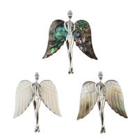 Abalone Shell Paper Pendant with Black Shell & White Shell & Zinc Alloy Angel platinum color plated can be used as brooch or pendant Approx Sold By Bag