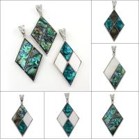 Abalone Shell Paper Pendant with Black Shell & White Shell & Zinc Alloy Rhombus platinum color plated Approx Sold By Bag