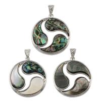 Black Shell Pendant, with Abalone Shell Paper & White Shell & Tibetan Style, platinum color plated, different styles for choice, 42x47x6mm, Hole:Approx 10x6mm, 10PCs/Bag, Sold By Bag