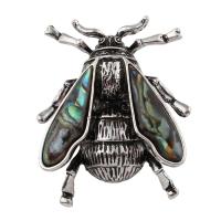 Zinc Alloy Pendant with Abalone Shell Paper Cicada antique silver color plated can be used as brooch or pendant nickel lead & cadmium free Approx Sold By Bag