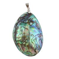 White Shell Pendant, with Abalone Shell Paper & Brass, platinum color plated, 36x56x13mm, Hole:Approx 4x5mm, 10PCs/Bag, Sold By Bag