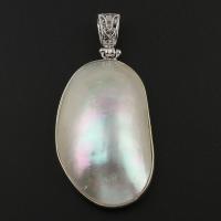 Natural White Shell Pendants with Zinc Alloy silver color plated Approx Sold By Bag