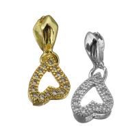 Brass Pinch Bail Heart plated micro pave cubic zirconia Approx Sold By PC