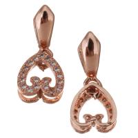 Brass Pinch Bail, Heart, rose gold color plated, micro pave cubic zirconia, 8x8x5mm, Hole:Approx 5x6.5mm, Sold By PC