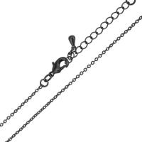 Brass Necklace Chain, with 2Inch extender chain, gun black plated, oval chain, 1.50mm, Length:Approx 15.5 Inch, 10Strands/Lot, Sold By Lot