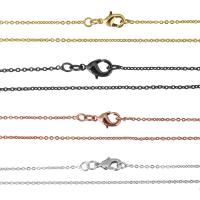 Cadena de collar de cobre amarillo, metal, chapado, cadena oval, más colores para la opción, 1.50mm, longitud:aproximado 16 Inch, Vendido por Grupo