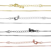 Brass Necklace Chain, plated, box chain, more colors for choice, 1mm, Length:Approx 16 Inch, 50Strands/Lot, Sold By Lot