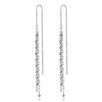 925 Sterling Silver Thread Through Earrings, Heart, platinum plated, for woman, 72mm, 150mm, Sold By Pair
