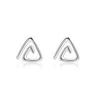 925 Sterling Silver Stud Earrings Triangle for woman & hollow Sold By Pair