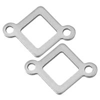 Stainless Steel Connector, Rhombus, 1/1 loop, original color, 16.50x12x1mm, Hole:Approx 1.5mm, 100PCs/Lot, Sold By Lot