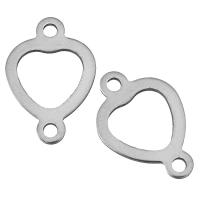 Stainless Steel Connector, Heart, 1/1 loop, original color, 11.50x17x1mm, Hole:Approx 1.5mm, 100PCs/Lot, Sold By Lot