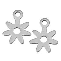 Stainless Steel Flower Pendant, original color, 8.50x11x0.50mm, Hole:Approx 1.5mm, 100PCs/Lot, Sold By Lot