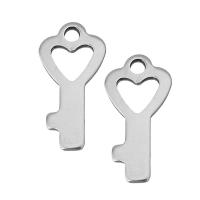 Stainless Steel Pendants, Key, original color, 8x16x1mm, Hole:Approx 2mm, 100PCs/Lot, Sold By Lot