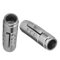 Fecho magnético de aço inoxidável, com strass, cor original, 29x8x9mm, Diametro interno:Aprox 5mm, 10PCs/Lot, vendido por Lot