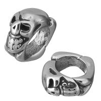 Stainless Steel Large Hole Beads, Skull, blacken, 5x10x10mm, Hole:Approx 6mm, 10PCs/Lot, Sold By Lot