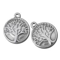 Stainless Steel Pendants, Flat Round, original color, 13x16.50x3.50mm, Hole:Approx 1.5mm, 100PCs/Lot, Sold By Lot