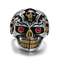Zinc Alloy Finger Ring Skull plated punk style & Unisex & with rhinestone & blacken nickel lead & cadmium free 27mm Sold By PC