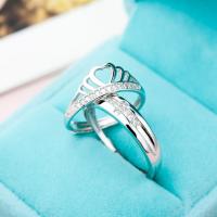 Couple Finger Rings, 925 Sterling Silver, platinum plated, Adjustable & different styles for choice & with cubic zirconia, nickel, lead & cadmium free, US Ring Size:8, Sold By PC