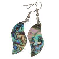 Shell Earrings Brass with Abalone Shell silver color plated for woman 62mm Sold By Pair