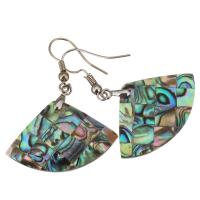 Shell Earrings Brass with Abalone Shell Fan silver color plated for woman 42mm Sold By Pair