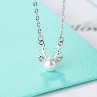 metal collar, con Perlas plásticas, chapado en platina real, cadena oval & para mujer, 25mm, Vendido por Sarta