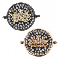 Brass Jewelry Connector Flat Round plated micro pave cubic zirconia & 1/1 loop Approx 1mm Sold By Lot