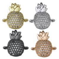 Brass Jewelry Connector Pineapple plated micro pave cubic zirconia & 1/1 loop Approx 1.5mm Sold By Lot