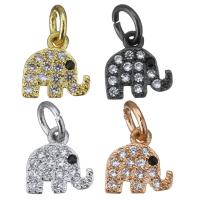 Cubic Zirconia Micro Pave Brass Pendant, Elephant, plated, micro pave cubic zirconia, more colors for choice, 7.50x7.50x2mm, Hole:Approx 3mm, 10PCs/Lot, Sold By Lot