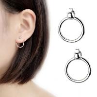 Brass Split Earring, platinum plated, for woman, 14mm, Sold By Pair